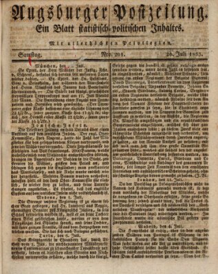 Augsburger Postzeitung Samstag 20. Juli 1833