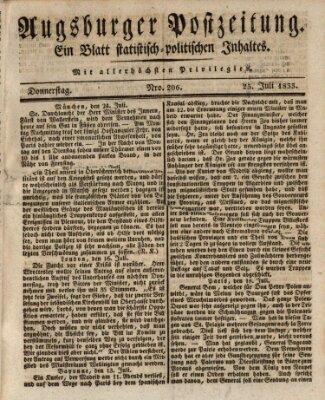 Augsburger Postzeitung Donnerstag 25. Juli 1833