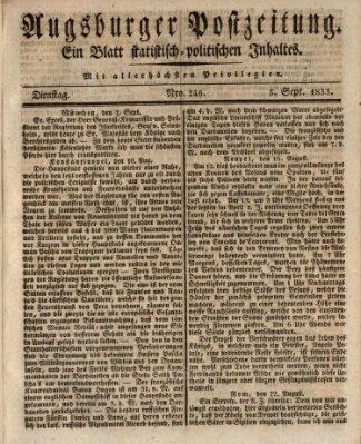 Augsburger Postzeitung Dienstag 3. September 1833