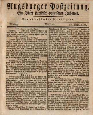 Augsburger Postzeitung Montag 16. September 1833