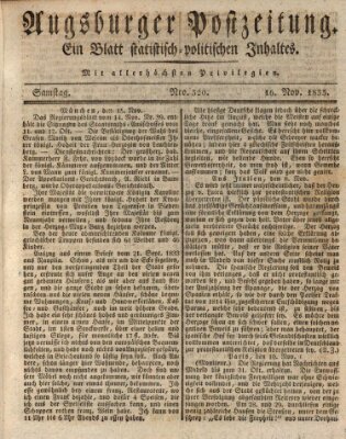 Augsburger Postzeitung Samstag 16. November 1833