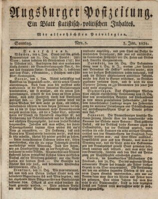 Augsburger Postzeitung Sonntag 5. Januar 1834