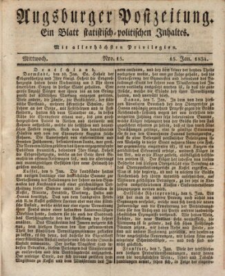 Augsburger Postzeitung Mittwoch 15. Januar 1834