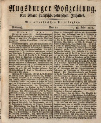 Augsburger Postzeitung Mittwoch 12. Februar 1834