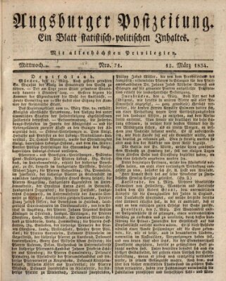 Augsburger Postzeitung Mittwoch 12. März 1834