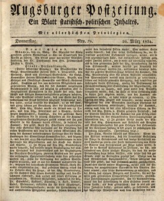 Augsburger Postzeitung Donnerstag 20. März 1834