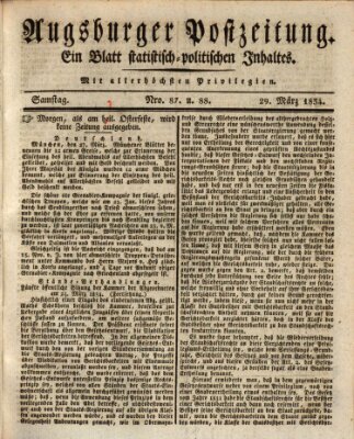 Augsburger Postzeitung Samstag 29. März 1834