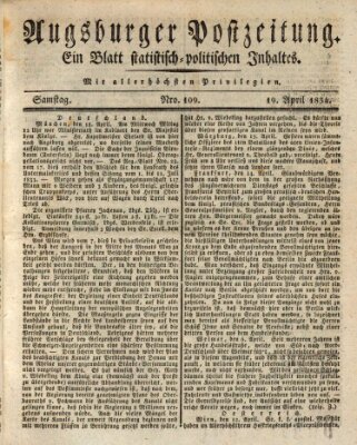 Augsburger Postzeitung Samstag 19. April 1834