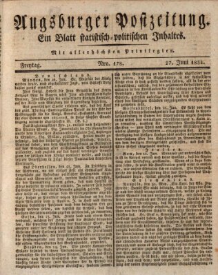 Augsburger Postzeitung Freitag 27. Juni 1834