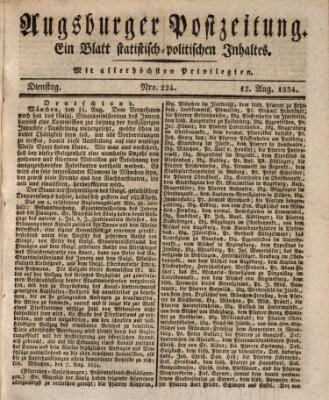 Augsburger Postzeitung Dienstag 12. August 1834