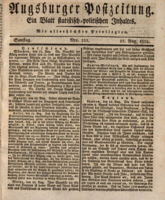 Augsburger Postzeitung Samstag 23. August 1834