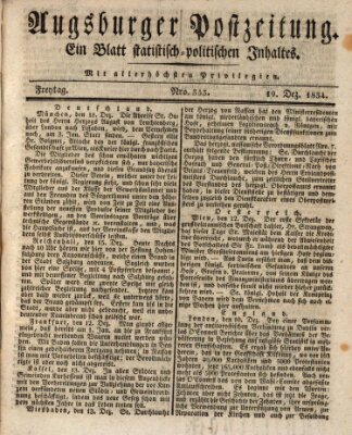 Augsburger Postzeitung Freitag 19. Dezember 1834