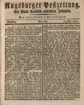 Augsburger Postzeitung Samstag 27. Dezember 1834