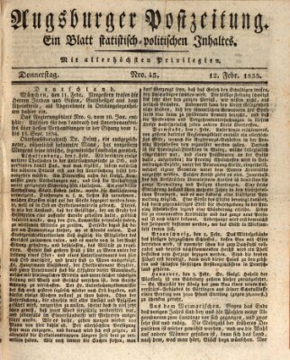 Augsburger Postzeitung Donnerstag 12. Februar 1835