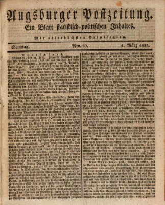 Augsburger Postzeitung Sonntag 1. März 1835