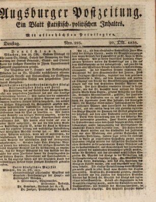 Augsburger Postzeitung Dienstag 20. Oktober 1835