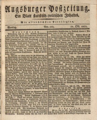 Augsburger Postzeitung Montag 26. Oktober 1835
