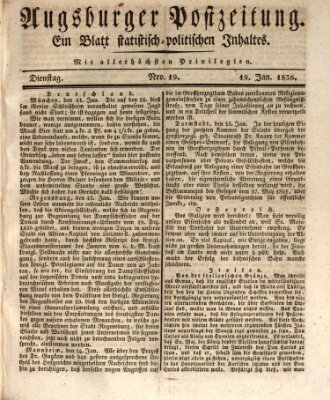 Augsburger Postzeitung Dienstag 19. Januar 1836
