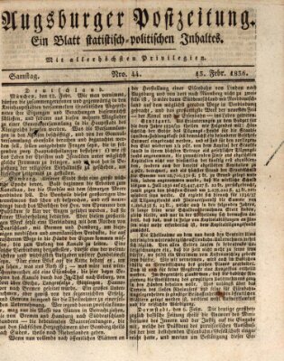 Augsburger Postzeitung Samstag 13. Februar 1836