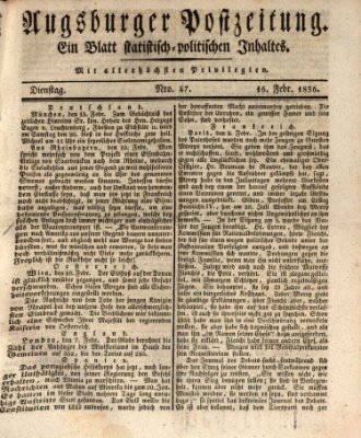 Augsburger Postzeitung Dienstag 16. Februar 1836
