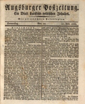 Augsburger Postzeitung Donnerstag 25. Februar 1836