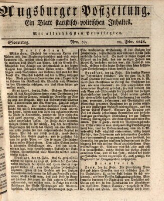 Augsburger Postzeitung Sonntag 28. Februar 1836