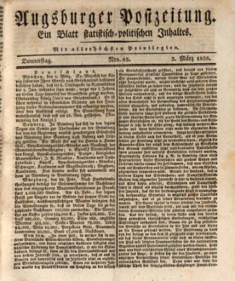 Augsburger Postzeitung Donnerstag 3. März 1836