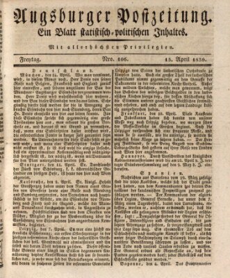 Augsburger Postzeitung Freitag 15. April 1836