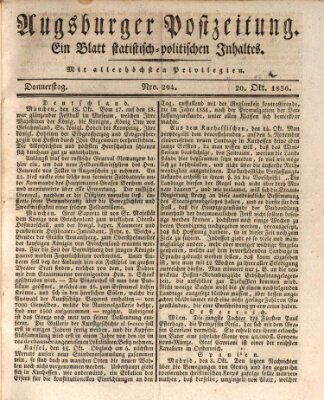 Augsburger Postzeitung Donnerstag 20. Oktober 1836