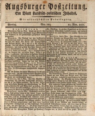Augsburger Postzeitung Montag 14. November 1836