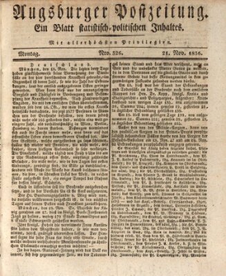 Augsburger Postzeitung Montag 21. November 1836