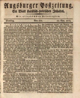 Augsburger Postzeitung Samstag 26. November 1836