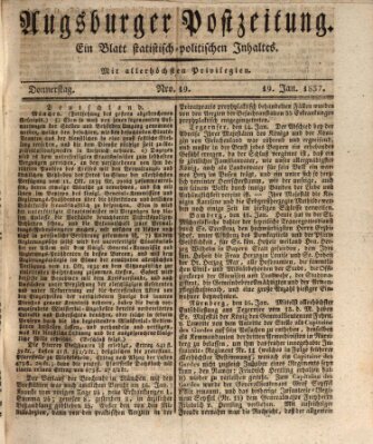 Augsburger Postzeitung Donnerstag 19. Januar 1837