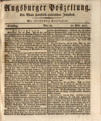 Augsburger Postzeitung Samstag 25. Februar 1837