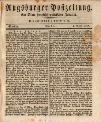 Augsburger Postzeitung Samstag 1. April 1837