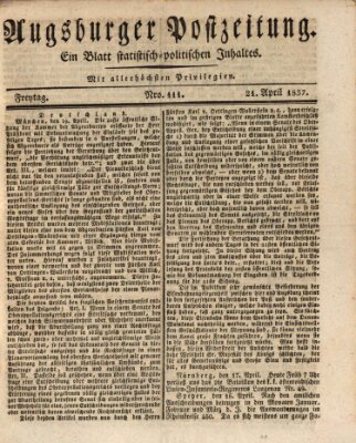 Augsburger Postzeitung Freitag 21. April 1837