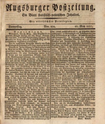 Augsburger Postzeitung Donnerstag 18. Mai 1837