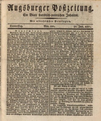 Augsburger Postzeitung Donnerstag 29. Juni 1837