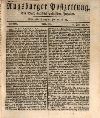 Augsburger Postzeitung Montag 24. Juli 1837