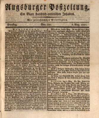 Augsburger Postzeitung Dienstag 8. August 1837