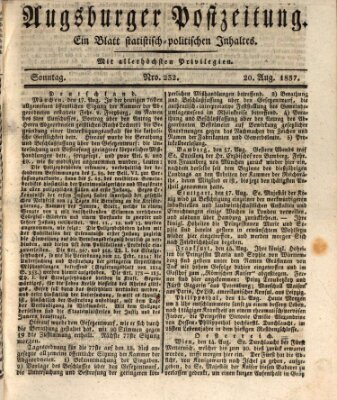 Augsburger Postzeitung Sonntag 20. August 1837