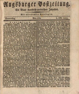 Augsburger Postzeitung Donnerstag 5. Oktober 1837