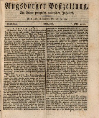 Augsburger Postzeitung Samstag 7. Oktober 1837
