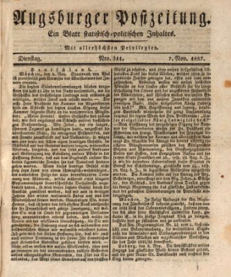 Augsburger Postzeitung Dienstag 7. November 1837