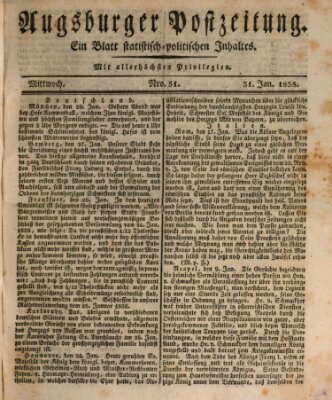 Augsburger Postzeitung Mittwoch 31. Januar 1838