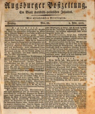 Augsburger Postzeitung Freitag 2. Februar 1838