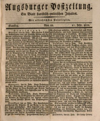 Augsburger Postzeitung Samstag 17. Februar 1838