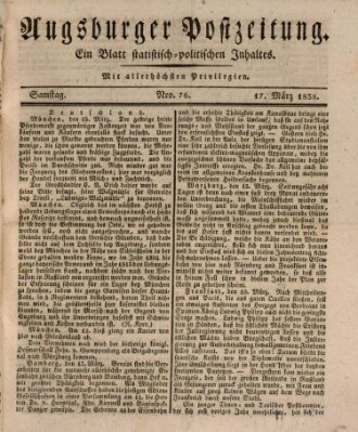 Augsburger Postzeitung Samstag 17. März 1838