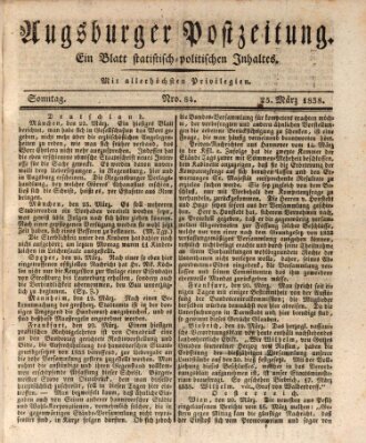 Augsburger Postzeitung Sonntag 25. März 1838
