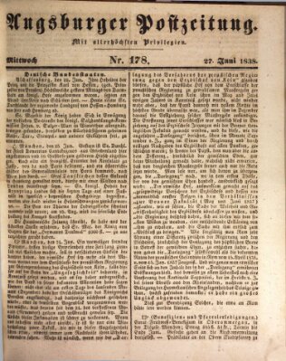Augsburger Postzeitung Mittwoch 27. Juni 1838